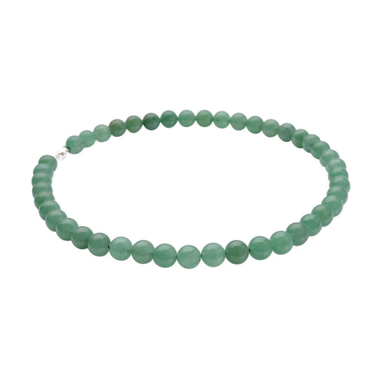 Grüne Aventurin Halskette, ca. 45 cm, 925 Silber rhodiniert ca. 306,00 ct