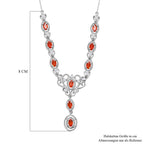 Purpurrote Feueropal und weiße Zirkon-Halskette, ca. 45 cm, 925 Silber platiniert ca. 2.22 ct
