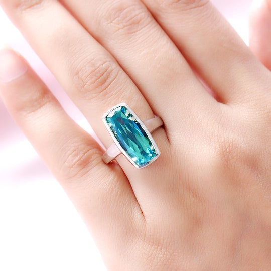 Pfau Triplette Quarz Ring, 925 Silber platiniert ca. 6.81 ct