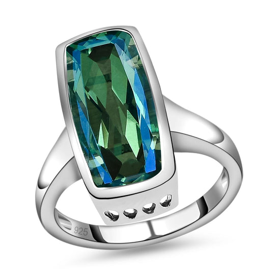 Pfau Triplette Quarz Ring, 925 Silber platiniert ca. 6.81 ct
