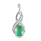 Kagem sambischer Smaragd und Zirkon Anhänger, 925 Silber platiniert, ca. 0.79 ct