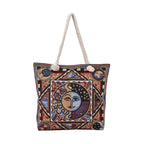 Jacquard gewebte Jute-Tasche mit Mond Design, 42x34 cm, Mond