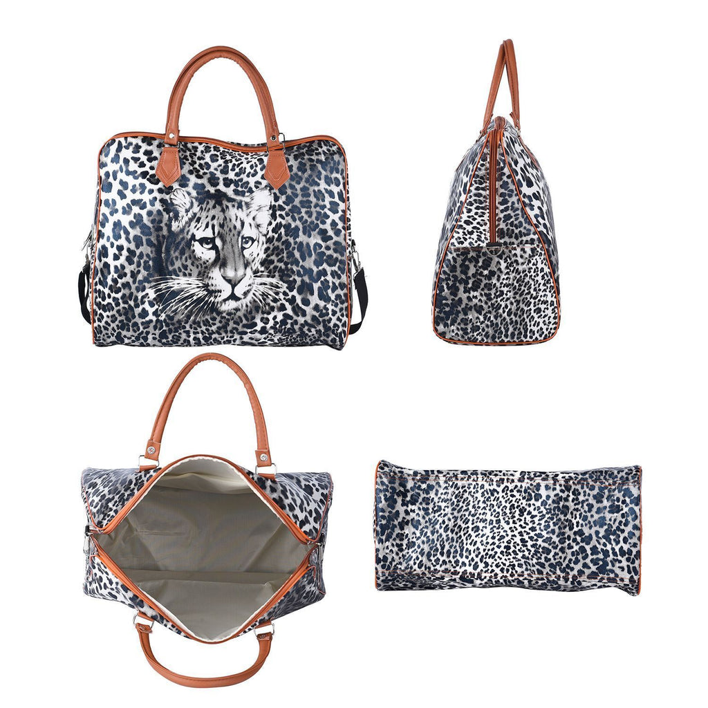 Safari-Tasche mit lebendigem Leopardenmuster, 43x20x38cm, Schwarz weiß