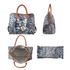 Safari-Tasche mit lebendigem Leopardenmuster, 43x20x38cm, Schwarz weiß
