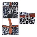 Safari-Tasche mit lebendigem Leopardenmuster, 43x20x38cm, Schwarz weiß