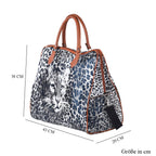 Safari-Tasche mit lebendigem Leopardenmuster, 43x20x38cm, Schwarz weiß