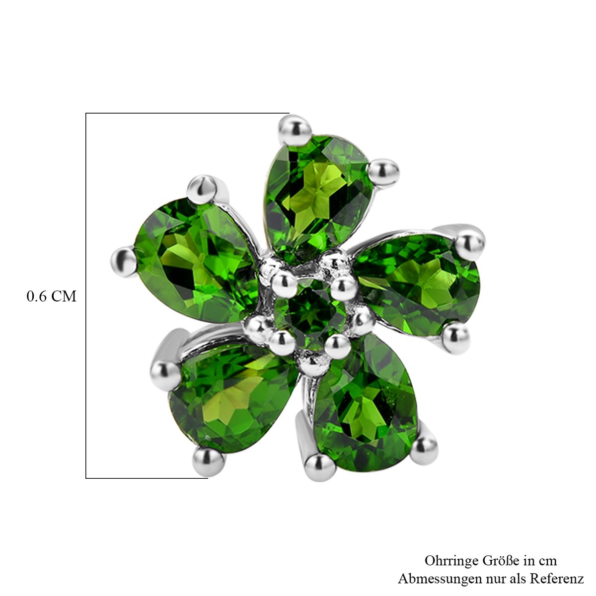 Natürliche Chromdiopsid-Ohrringe, 925 Silber rhodiniert ca. 1.73 ct