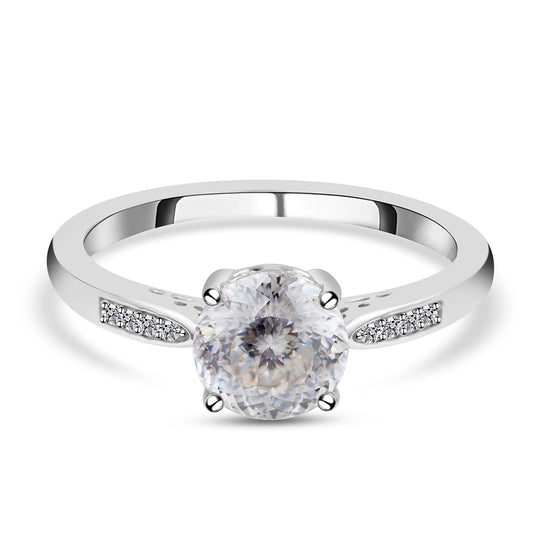 161 Facetten Moissanit-Ring, 925 Silber rhodiniert (Größe 20.00) ca. 2.00 ct