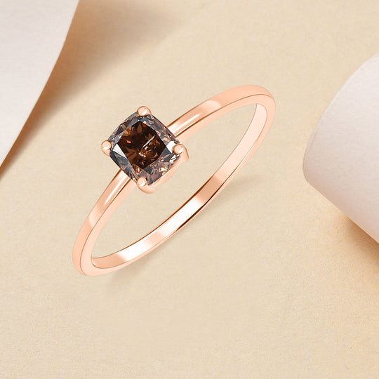 Natürlicher Champagner Diamant-Ring, I1 SGL zertifiziert, 585 Roségold ca. 1.00 ct
