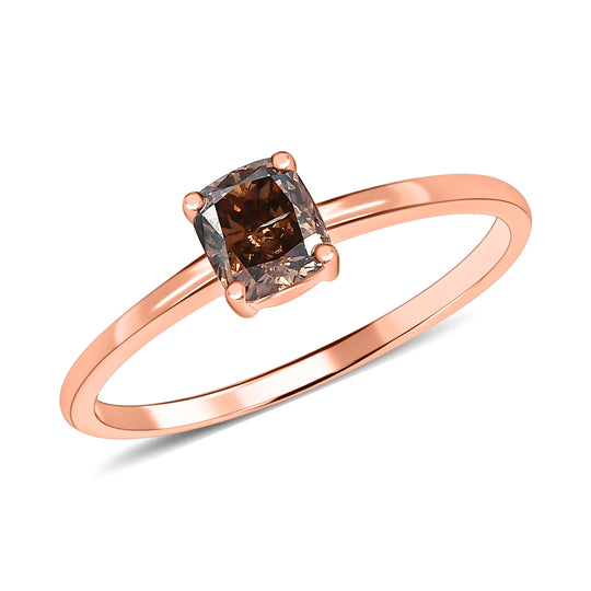 Natürlicher Champagner Diamant-Ring, I1 SGL zertifiziert, 585 Roségold ca. 1.00 ct