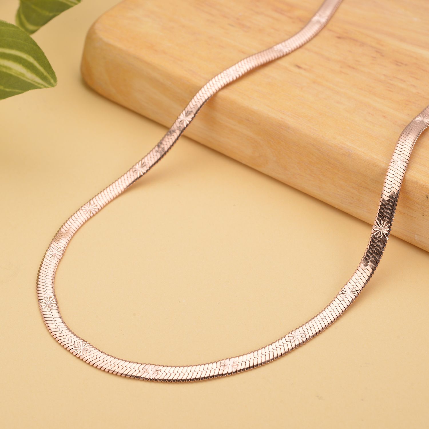 Strukturierte Fischgräten-Gliederkette, ca. 50 cm, 316L Edelstahl roséfarben ca. 10,90g
