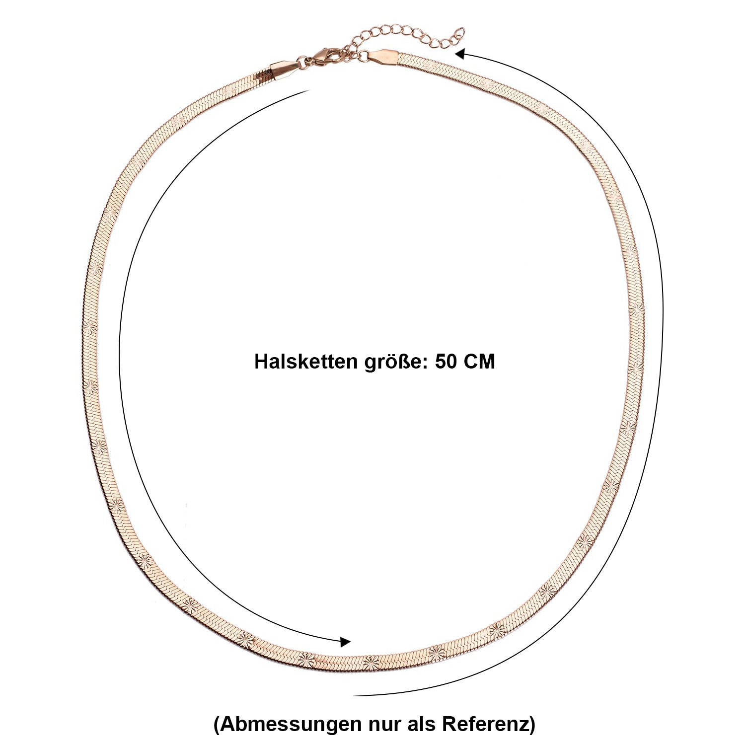 Strukturierte Fischgräten-Gliederkette, ca. 50 cm, 316L Edelstahl roséfarben ca. 10,90g