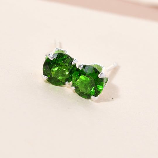 Natürliche Chromdiopsid-Ohrstecker, 925 Silber ca. 1,04 ct