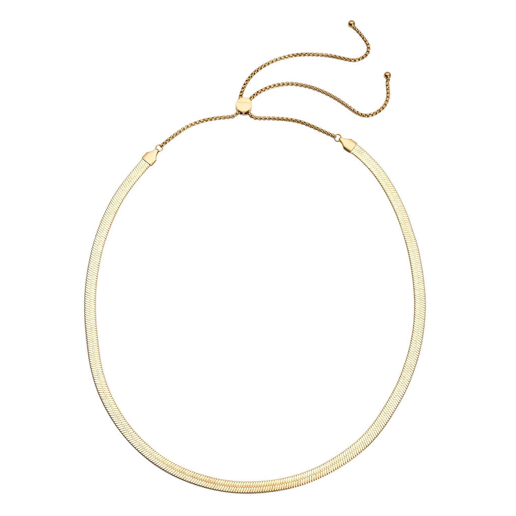 Seidige Fischgräten-Gliederkette, ca. 45 cm, 316L Edelstahl Goldfarben ca. 20,20g