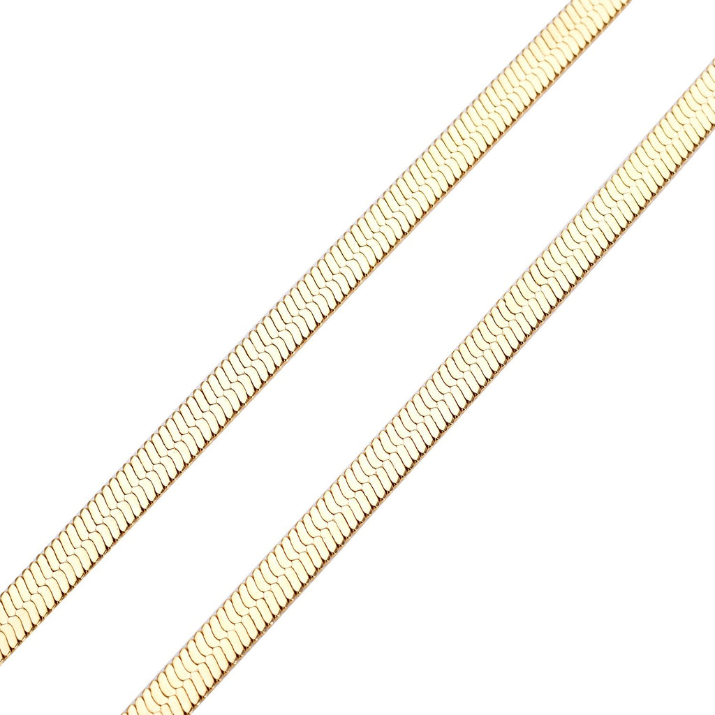 Seidige Fischgräten-Gliederkette, ca. 45 cm, 316L Edelstahl Goldfarben ca. 20,20g