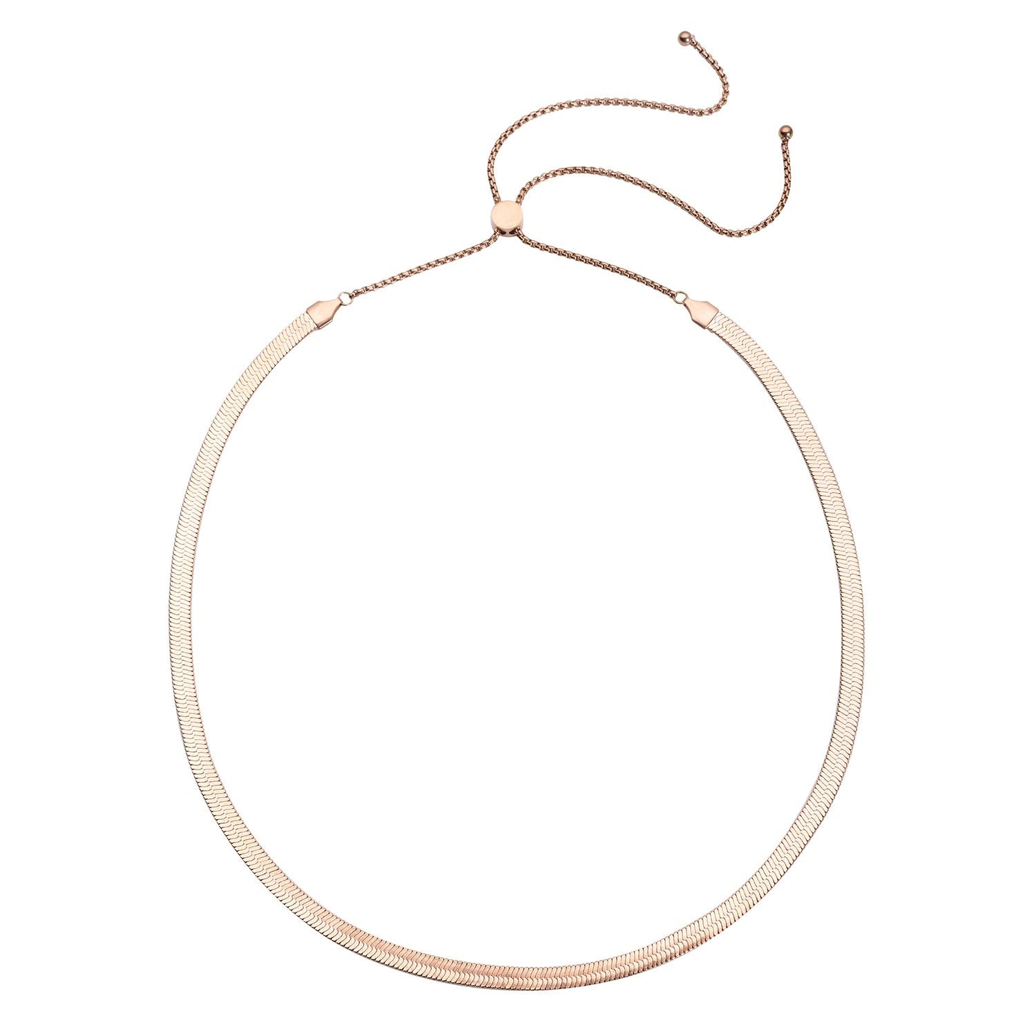 Seidige Fischgräten-Gliederkette, ca. 45 cm, reiner Edelstahl roséfarben ca. 20,20g