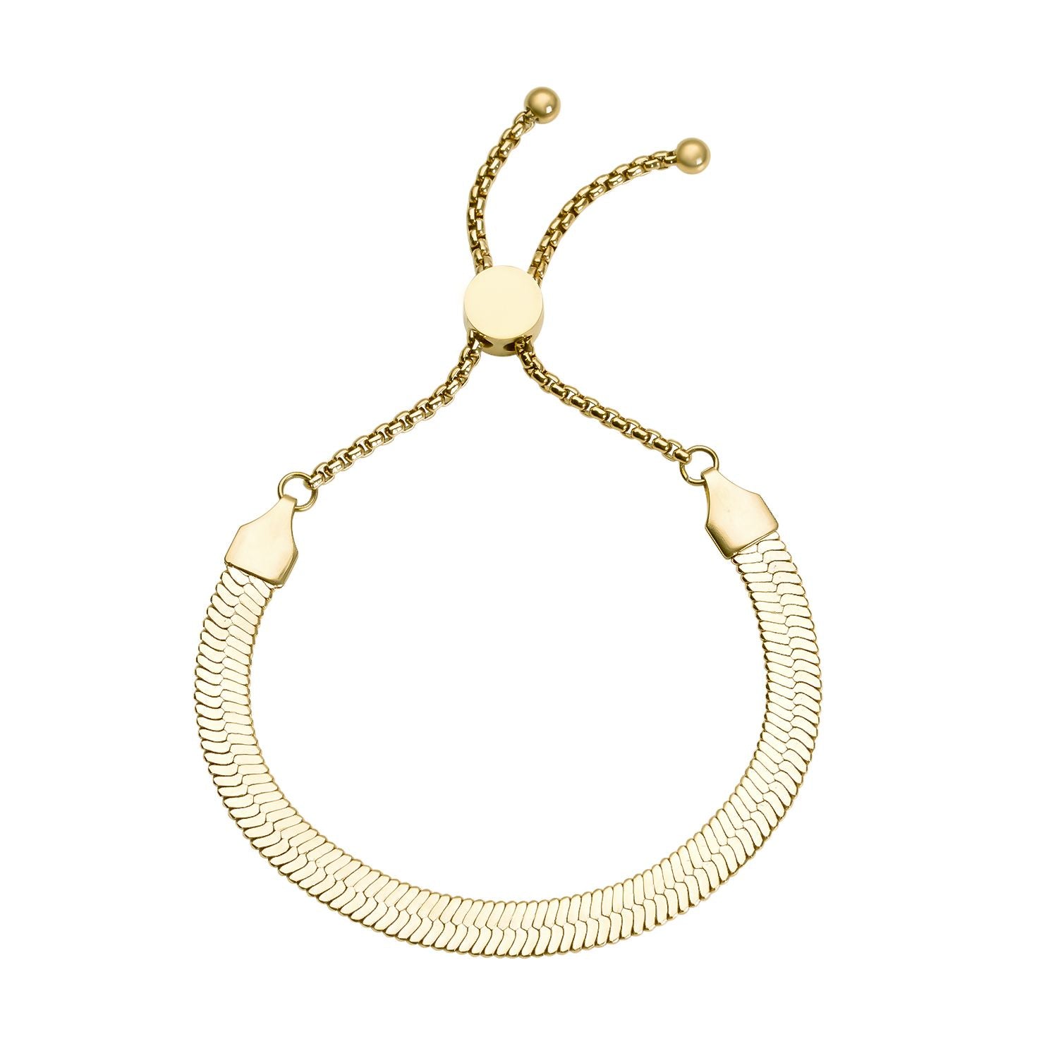 Seidiges Fischgräten-Gliederarmband, ca. 18 cm, 316L Edelstahl Goldfarben ca. 7,00g