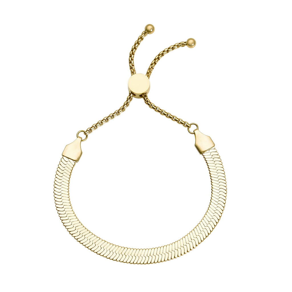 Seidiges Fischgräten-Gliederarmband, ca. 18 cm, 316L Edelstahl Goldfarben ca. 7,00g