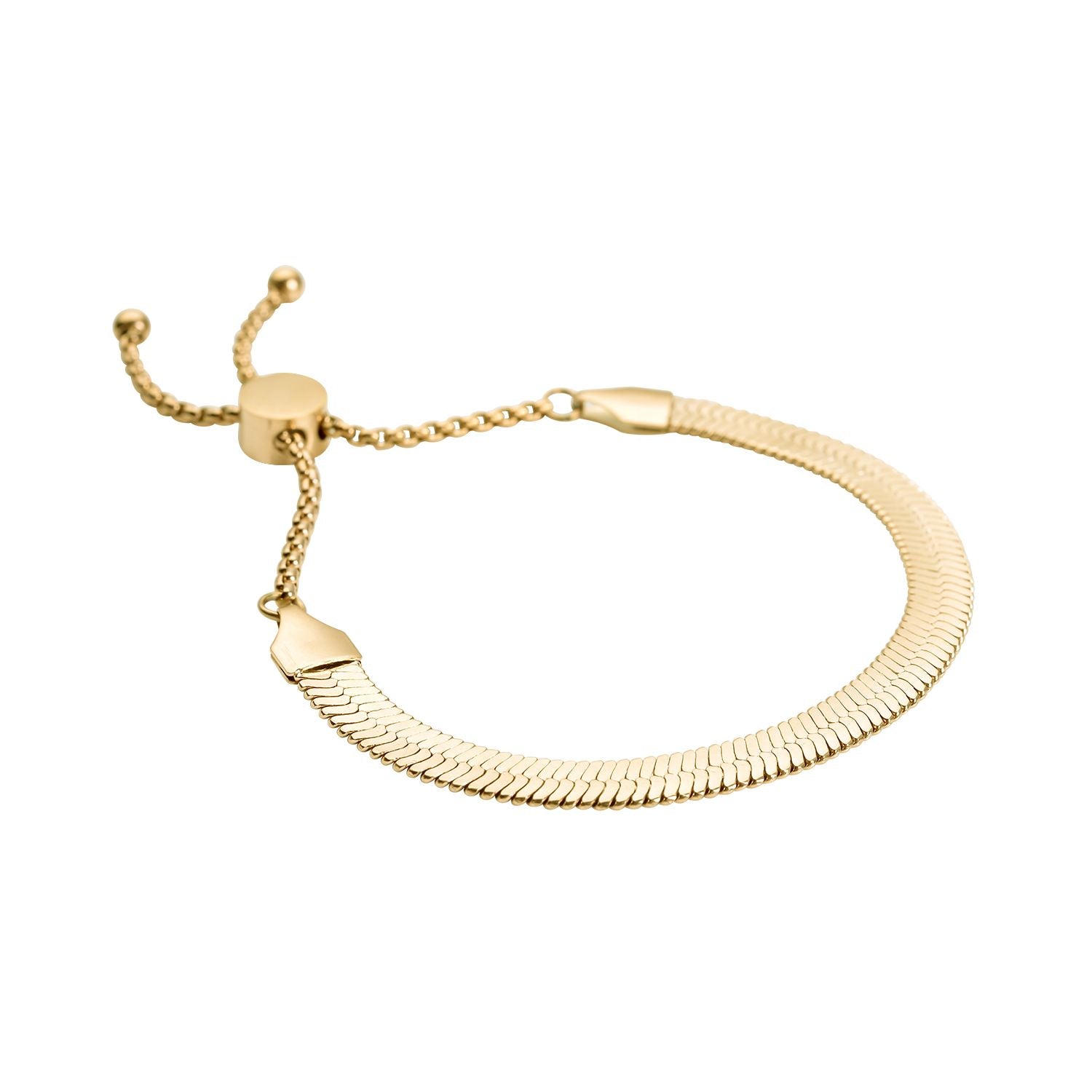 Seidiges Fischgräten-Gliederarmband, ca. 18 cm, 316L Edelstahl Goldfarben ca. 7,00g