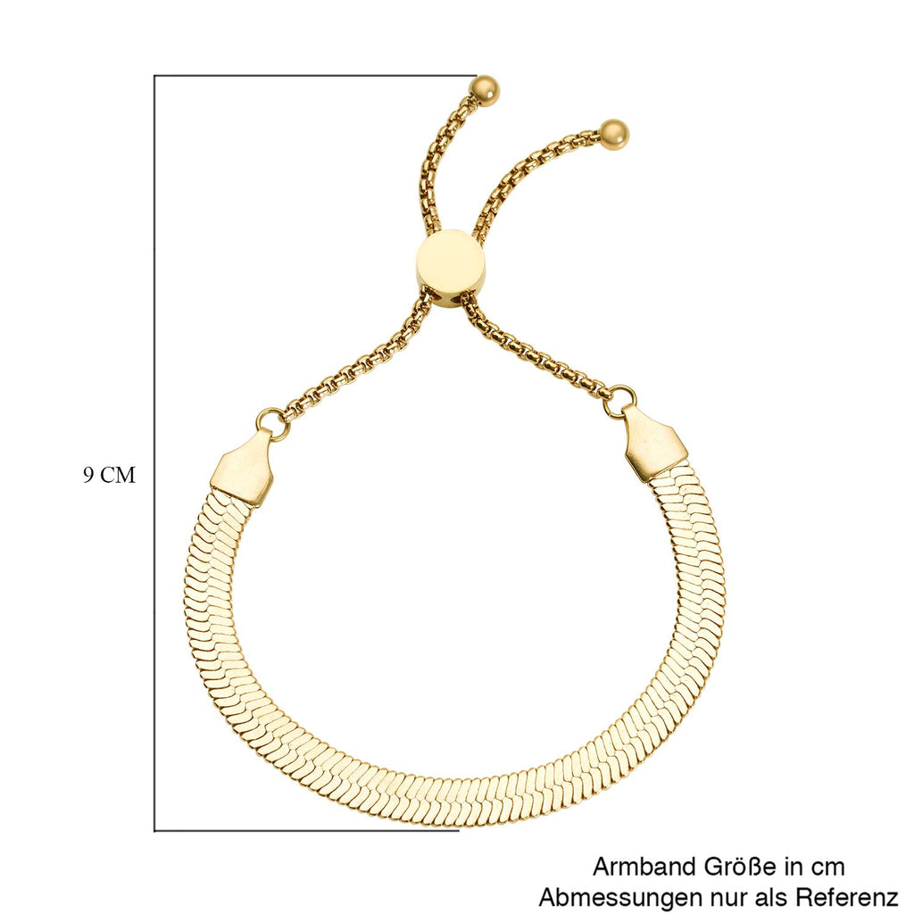 Seidiges Fischgräten-Gliederarmband, ca. 18 cm, 316L Edelstahl Goldfarben ca. 7,00g