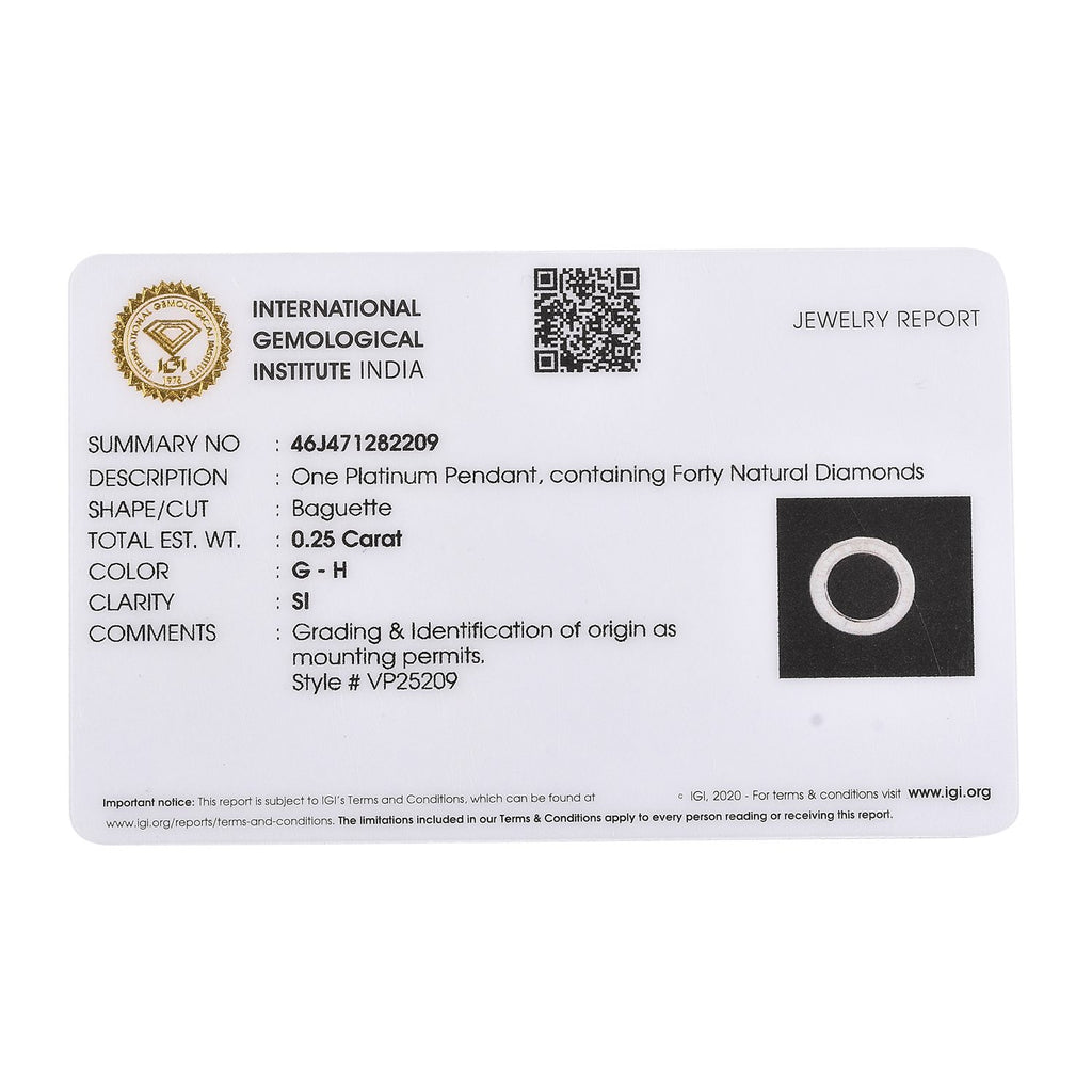 Signature Kollection - RHAPSODY Diamant Anhänger, IGI zertifiziert SI G-H, 950 Platin ca. 0.25 ct