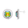 Simulierter, mystischer Topas und simulierte Diamant-Halo-Ohrstecker in Silberton, 4.00 ct.