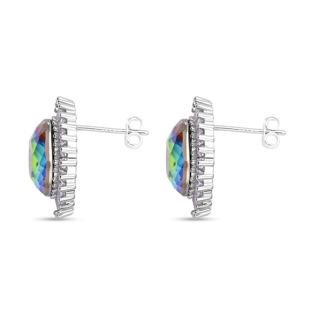 Grüne Glas-Kristall und weiße Zirkonia-Ohrringe, reines Messing ca. 4,00 ct