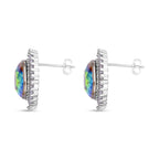 Grüne Glas-Kristall und weiße Zirkonia-Ohrringe, reines Messing ca. 4,00 ct
