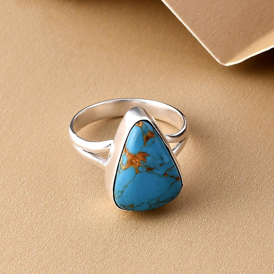 Blauer Mojave Türkis-Ring, 925 Silber ca. 4.95 ct