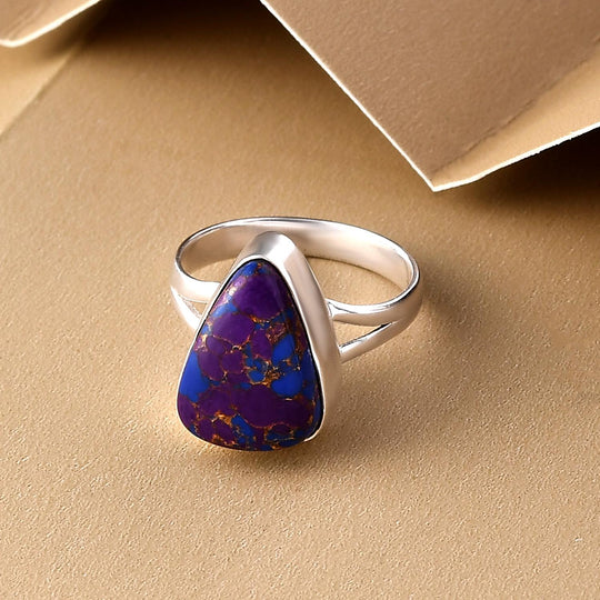 Lila Mojave Türkis-Ring, 925 Silber ca. 5.36 ct
