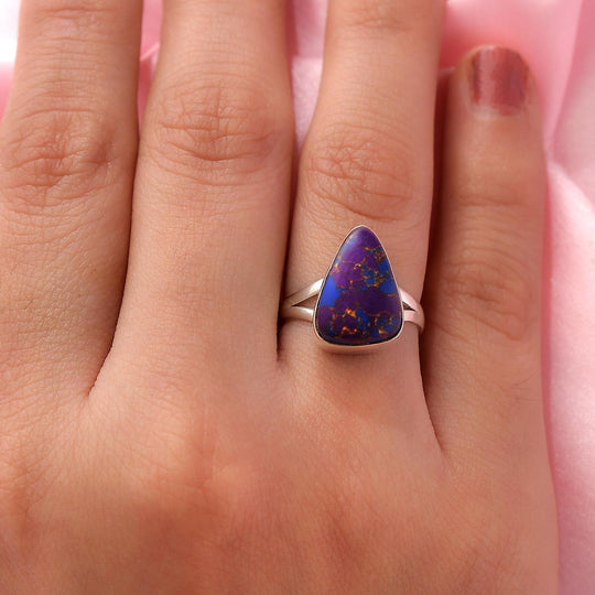 Lila Mojave Türkis-Ring, 925 Silber ca. 5.36 ct