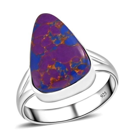 Lila Mojave Türkis-Ring, 925 Silber ca. 5.36 ct
