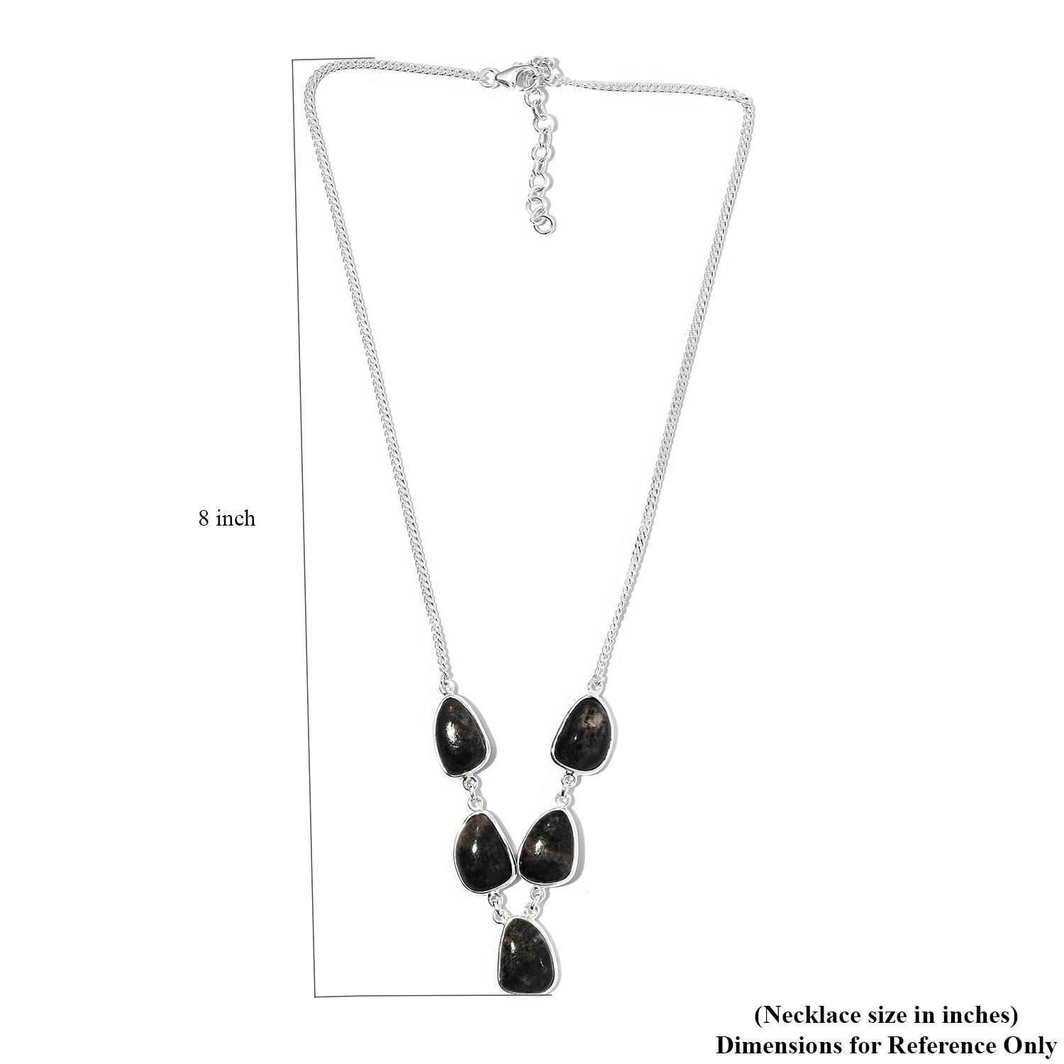 Handgearbeitetes, natürliches Yooperlith-Collier, ca. 45 cm, 925 Silber ca. 37.34 ct