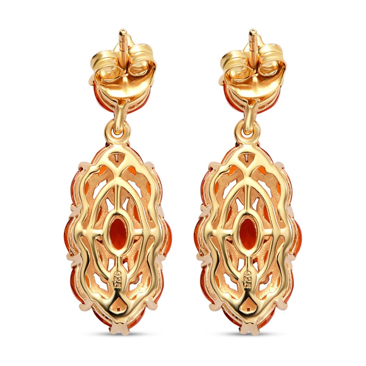Salamanca Feueropal-Ohrringe, 925 Silber vergoldet ca. 2,64 ct