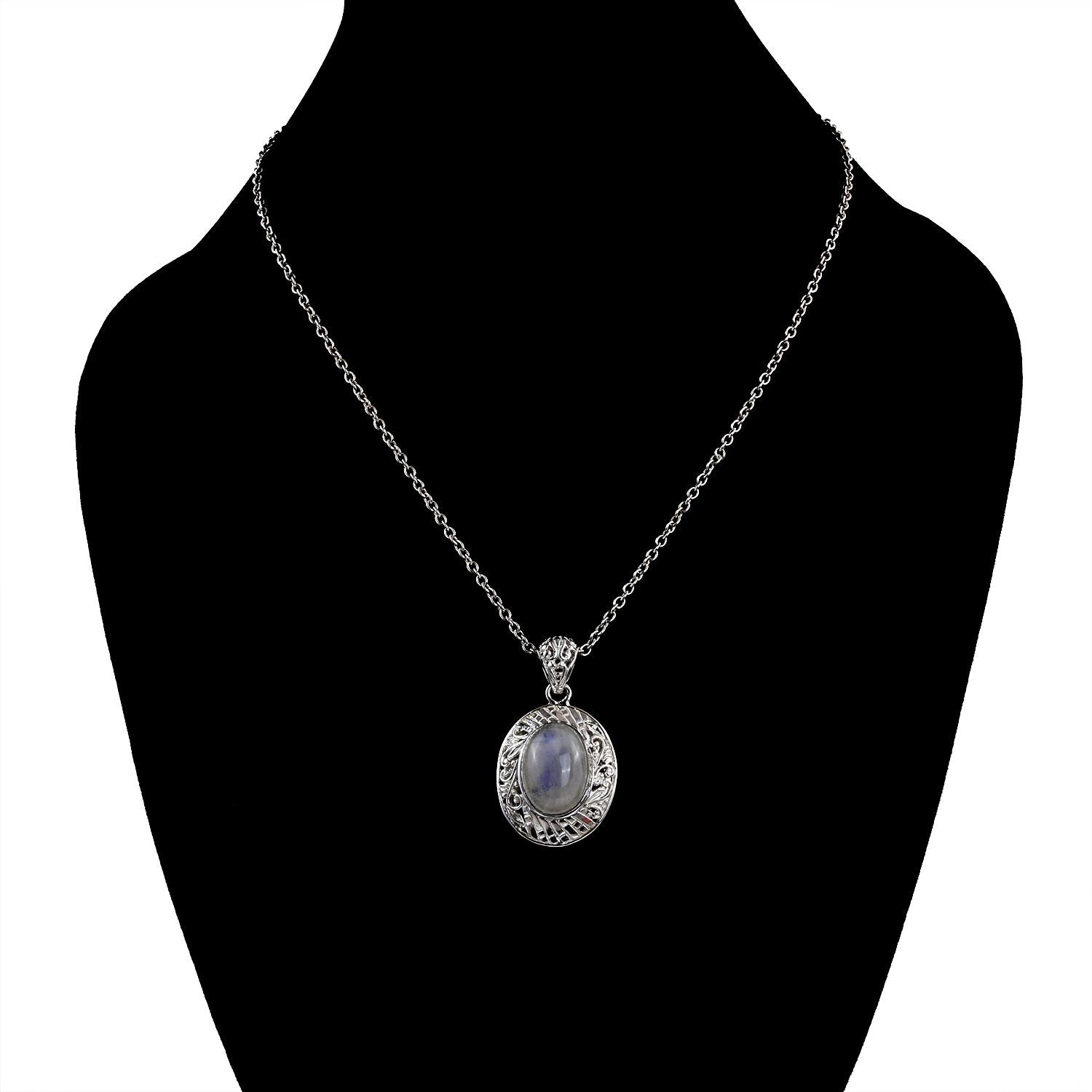 Royal Bali - Regenbogen Mondstein-Anhänger, 925 Silber ca. 13.00 ct