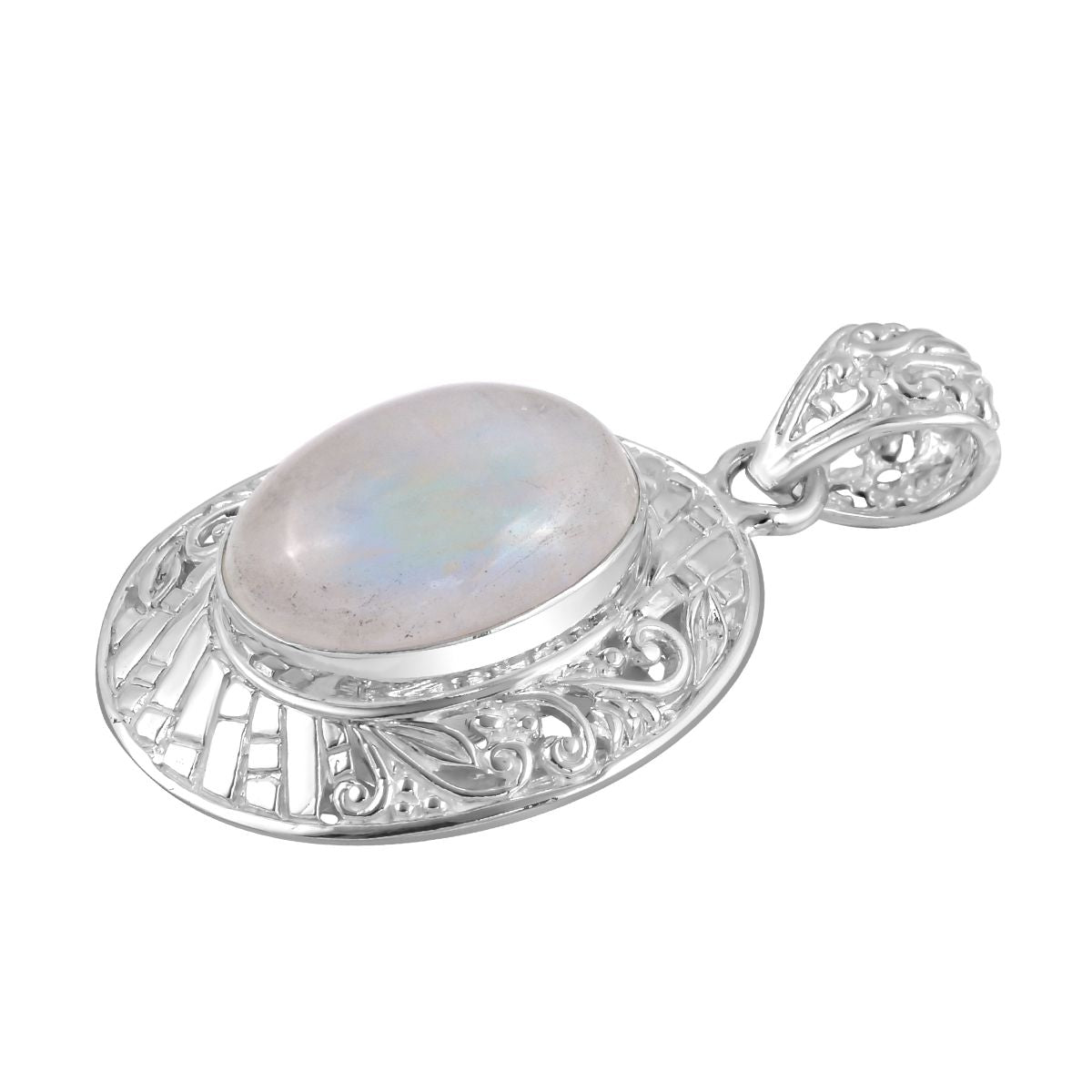Royal Bali - Regenbogen Mondstein-Anhänger, 925 Silber ca. 13.00 ct