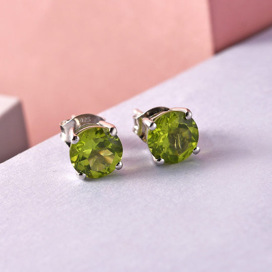 Natürliche Peridot Ohrringe, 925 Silber platiniert ca. 2,72 ct
