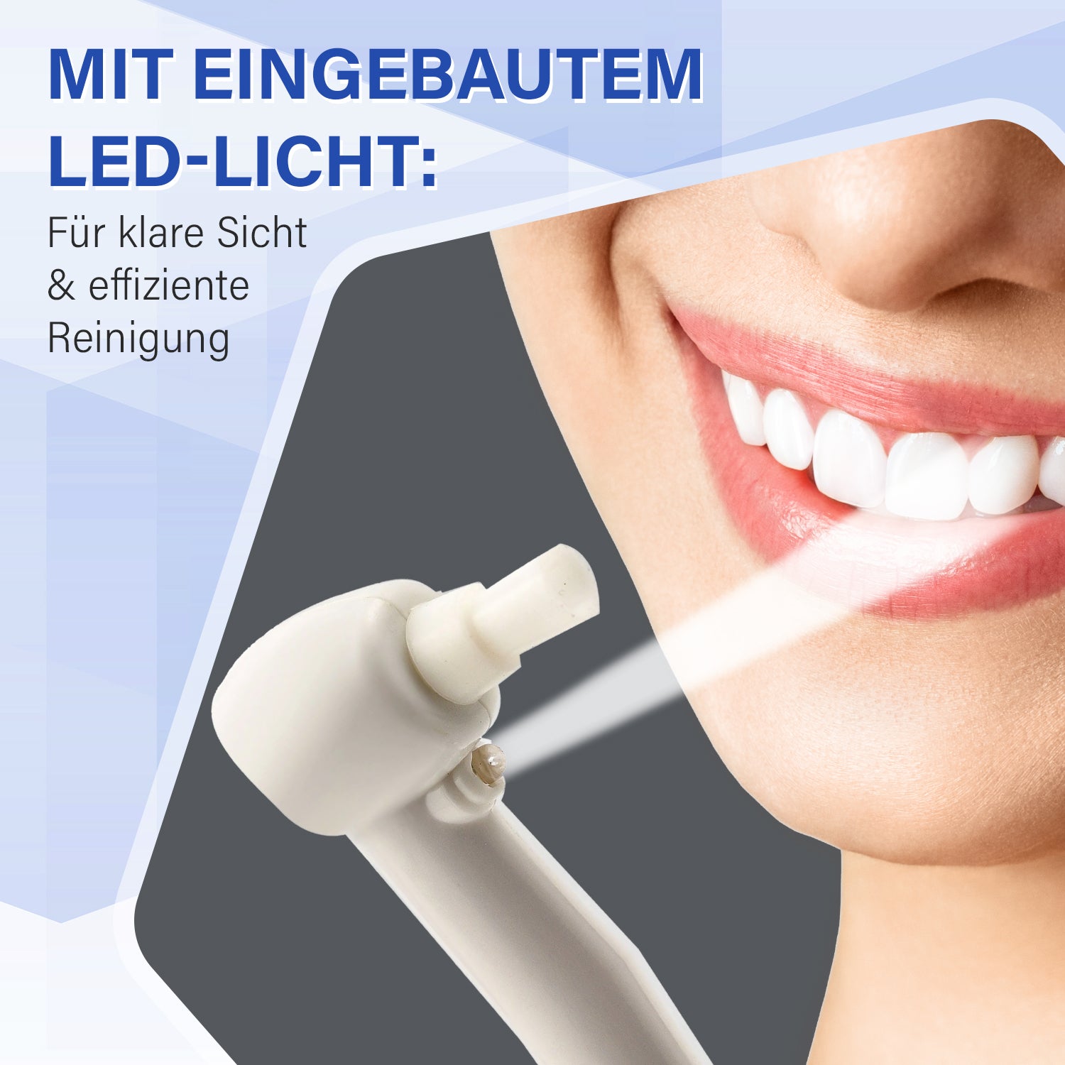 Vibration Zahnreiniger mit 12 Silikon Aufsätzen und Präzisionslicht