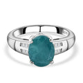 Grandidierit und weißer Diamant-Ring, 925 Silber platiniert (Größe 17.00) ca. 2.99 ct
