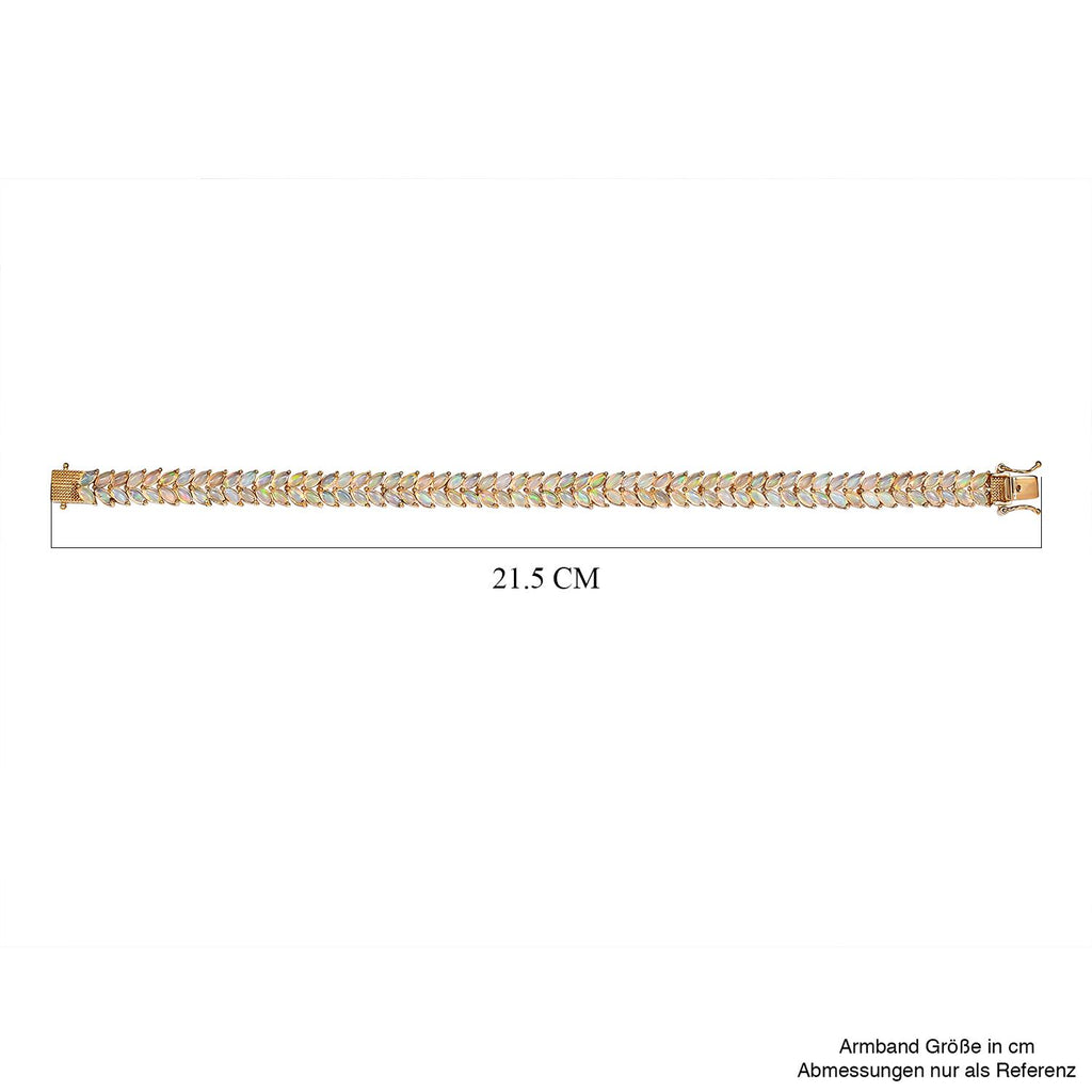 Natürliches, äthiopisches Welo Opal Armband, ca. 20 cm, 925 Silber vergoldet ca. 10.60 ct