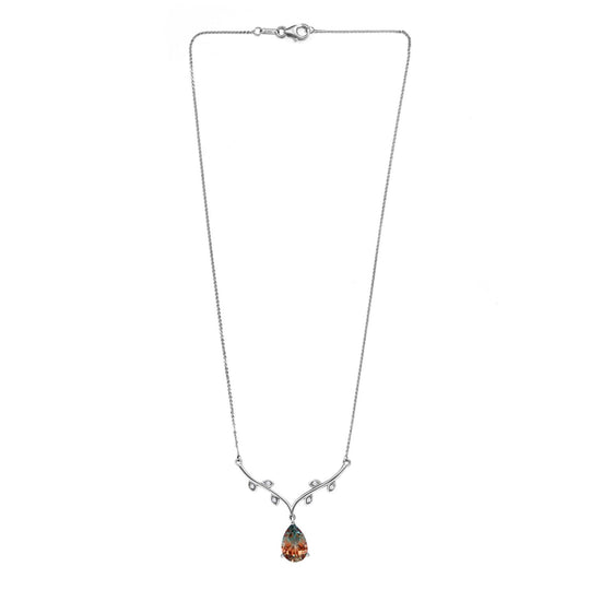 Aqua Terra Costa Quarz Triplette und weiße Zirkon Halskette, ca. 45 cm, 925 Silber platiniert ca. 6.33 ct