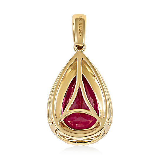 Iliana - AAA Rubellit und weißer Diamant-Anhänger, 750 Gold ca. 2.70 ct