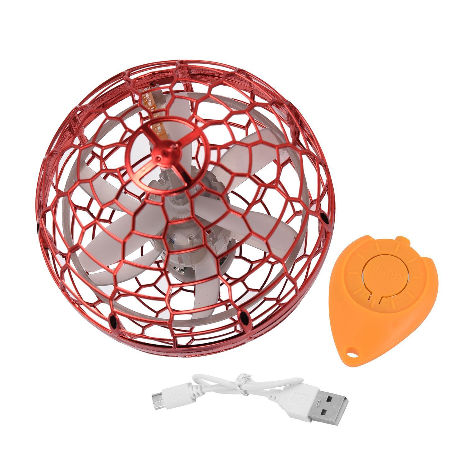Fliegender Ball mit LEDs und Fernsteuerung, 9x9cm, rosa