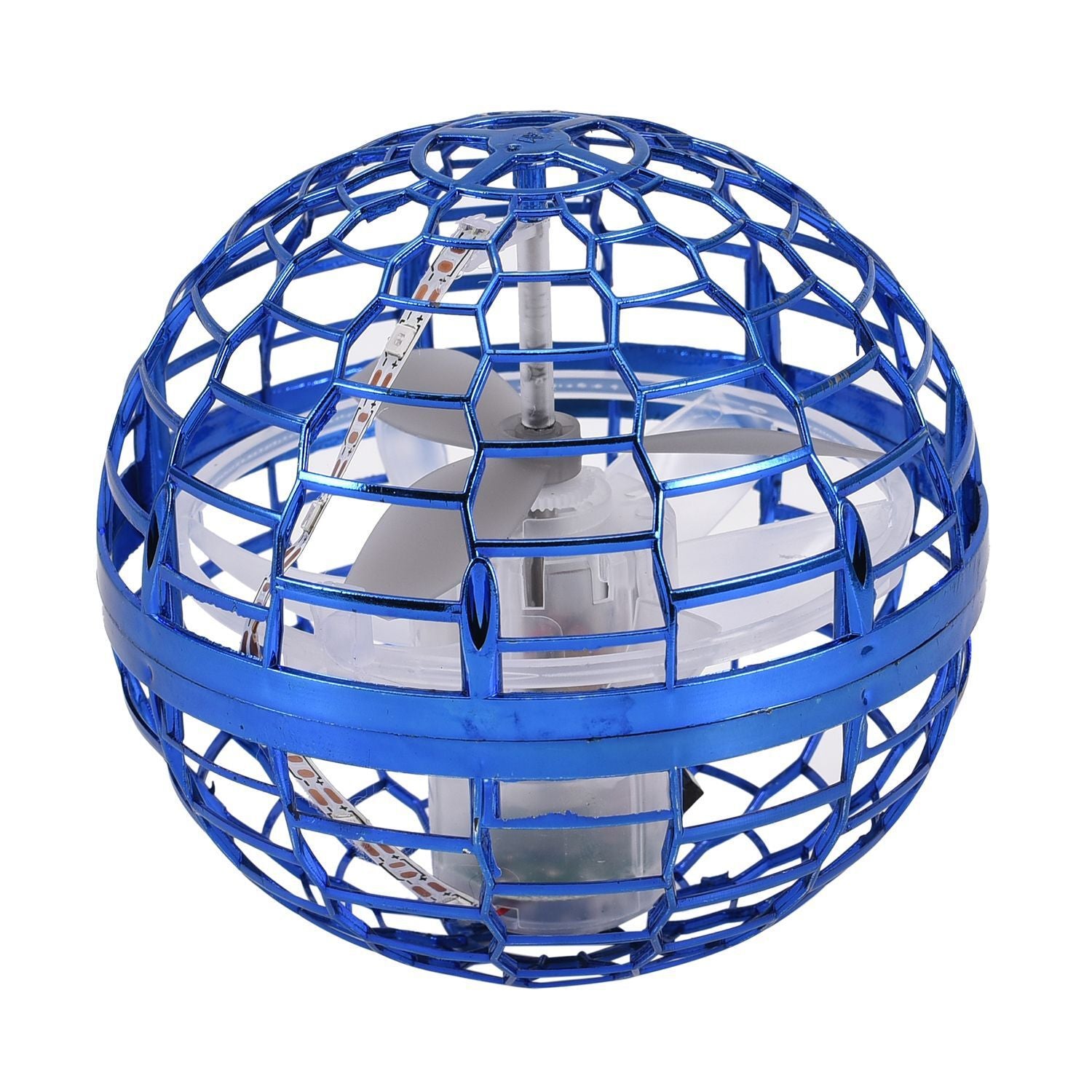 Fliegender Ball mit LEDs und Fernsteuerung, 9x9cm, blau