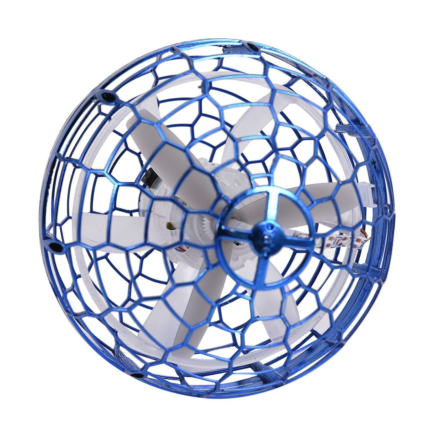 Fliegender Ball mit LEDs und Fernsteuerung, 9x9cm, blau