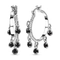 Schwarze Spinell Creolen, Edelstahl ca. 3,05 ct