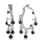 Schwarze Spinell Creolen, Edelstahl ca. 3,05 ct