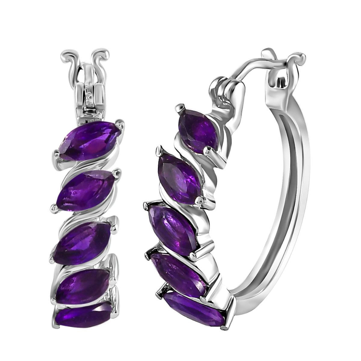 Afrikanische Amethyst Creolen, Edelstahl ca. 2.50 ct
