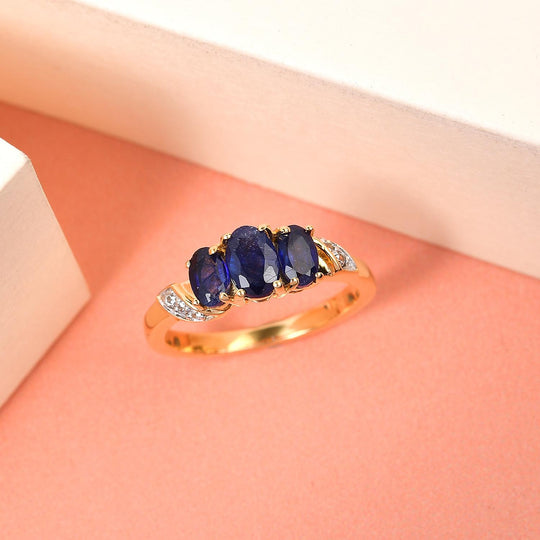 Masoala Saphir (Fissure gefüllt)-Ring, 925 Silber vergoldet ca. 1.57 ct