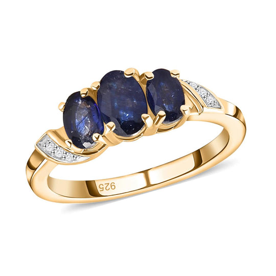 Masoala Saphir (Fissure gefüllt)-Ring, 925 Silber vergoldet ca. 1.57 ct